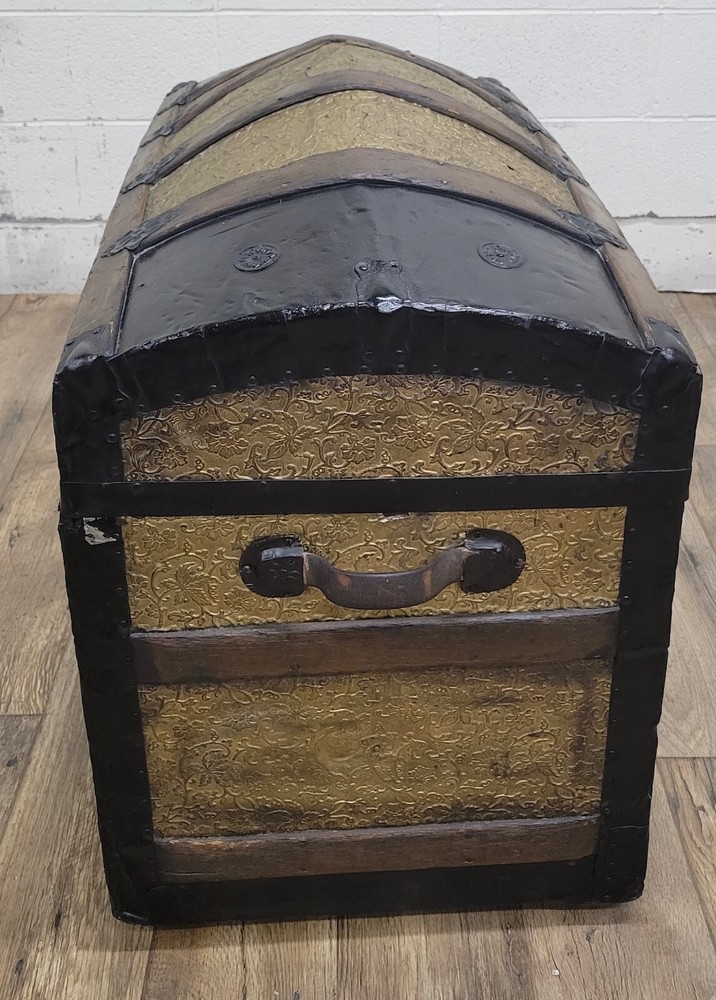 Antique Large Camel Back Dome Back Steamer Trunk Chest
