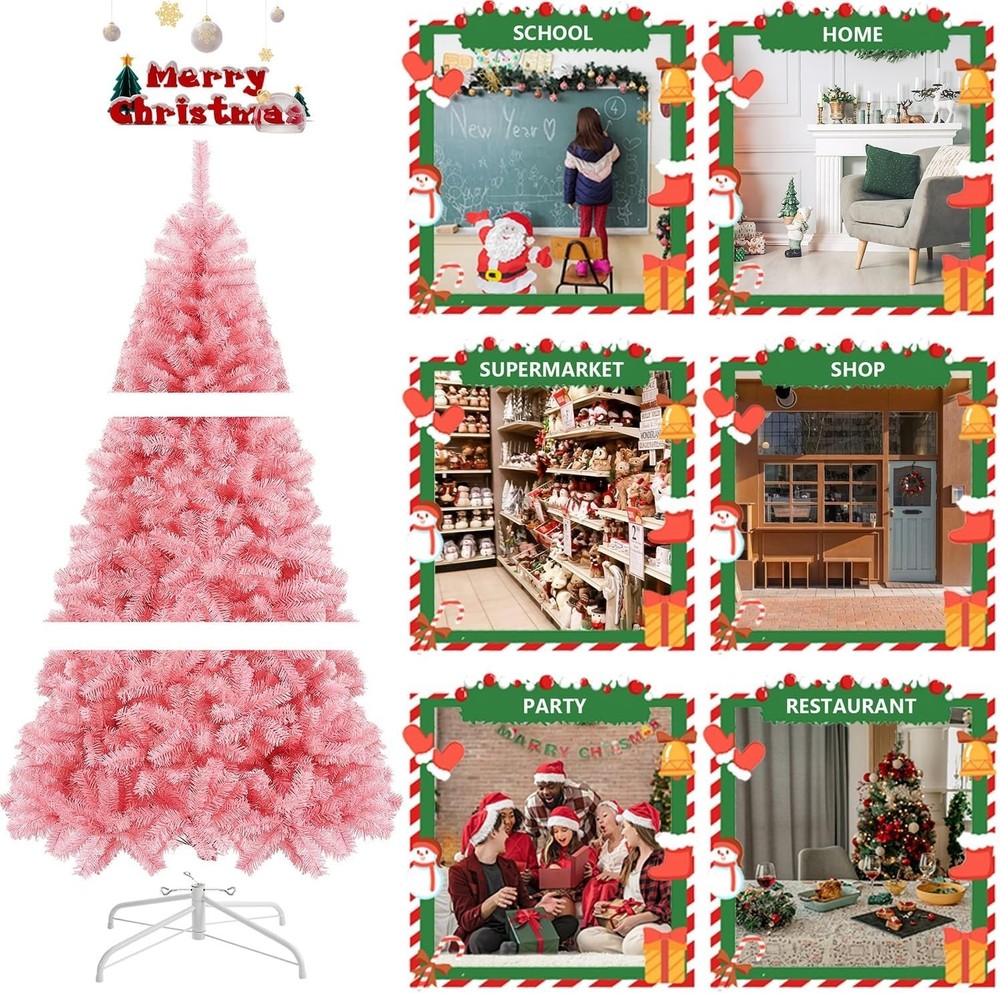 6 FT Artificial Christmas Tree NOT Pre-Strung with 300 LED Warm White String ...