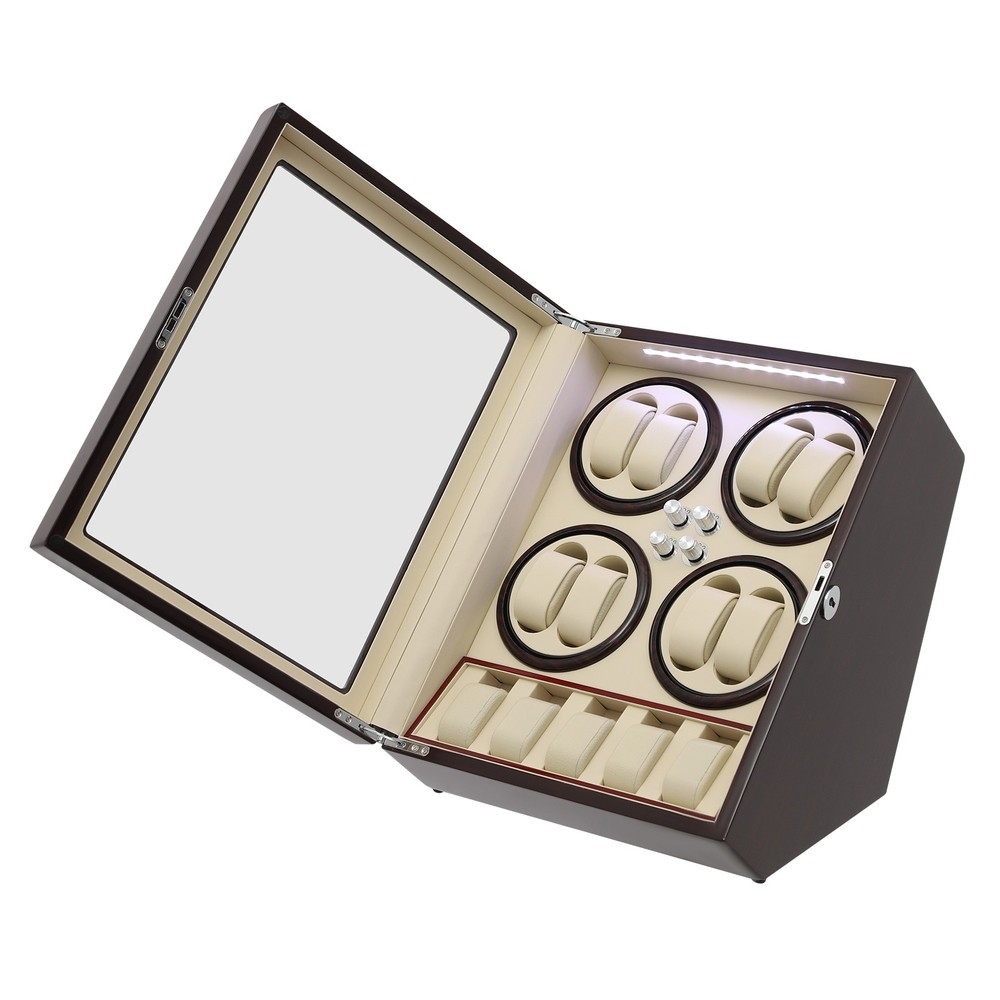 8+5 Automatic Watch Winder Box Watch Display Case Storage with LED Light 4 Modes
