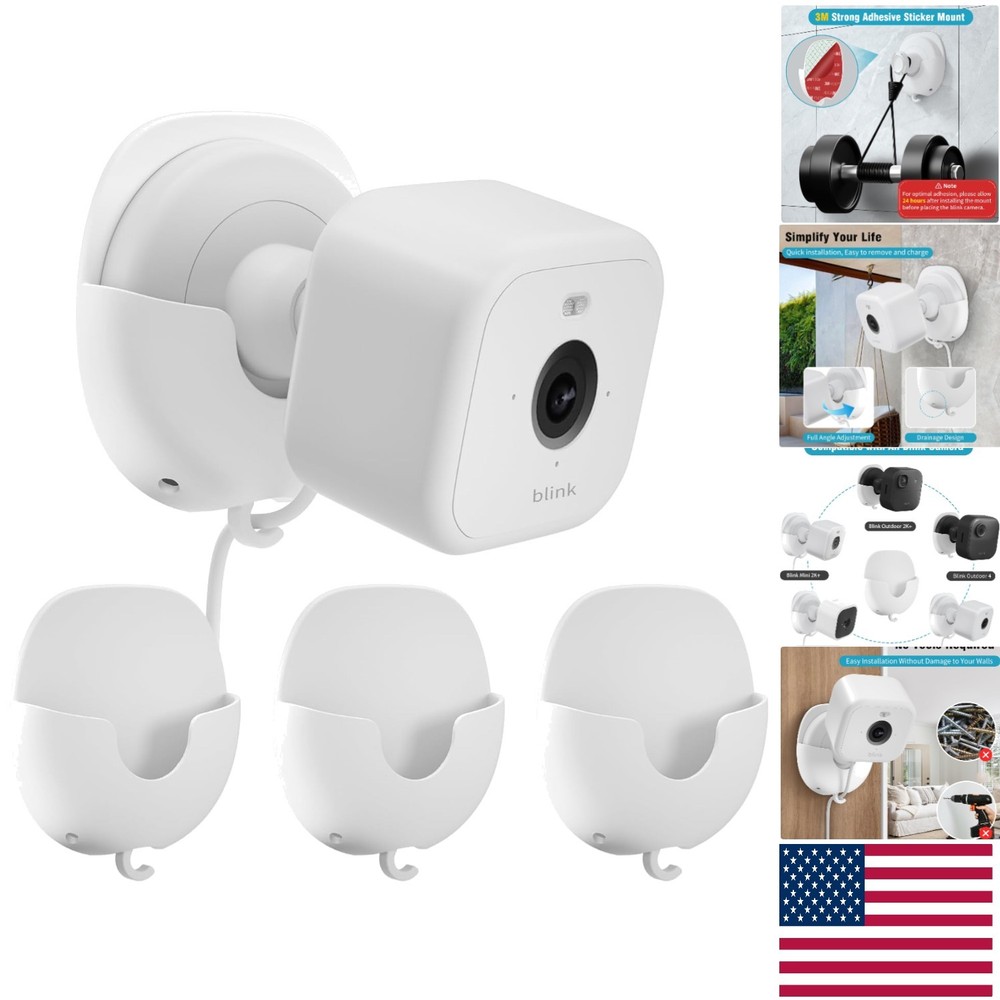 Blink Camera Wall Mount 3-Pack: No Drill, Easy Install, Damage-Free Solution