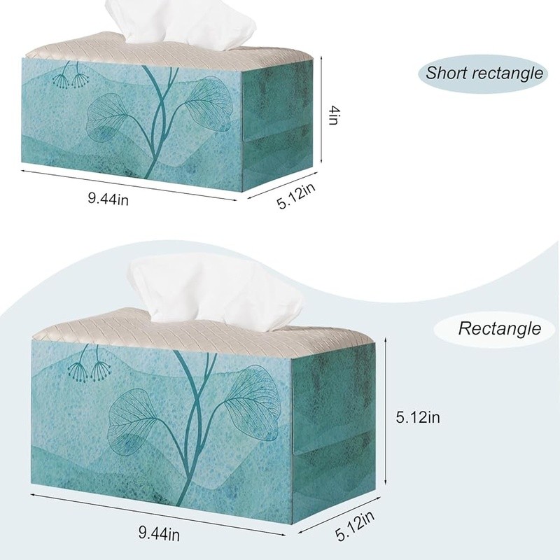 Faux Leather Tissue Box Cover Easy Refill Compact Modern Decorative Holder New