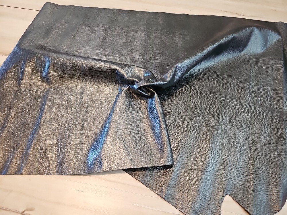 2-3oz METALLIC GRAPHITE S-SHOULDER LEATHER HIDE MEDIUM SOFT SHEET,PANEL 8-9+sqf