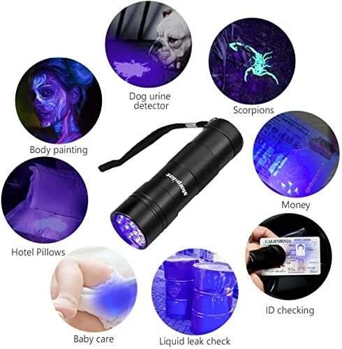 Black Light 2 Pcs Uv Handheld Blacklight Flashlights 12 Led 395nm Mini Light