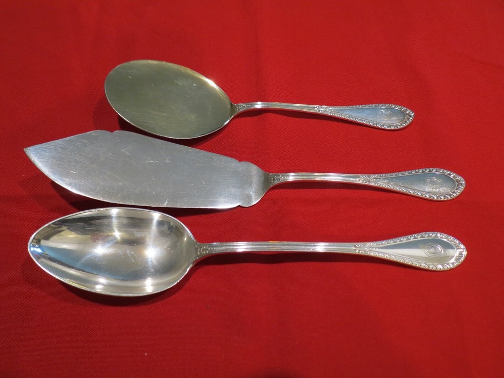 German Sterling Silver 800 fine  Fish Knife Lg Serving Spoon Fried Egg Server