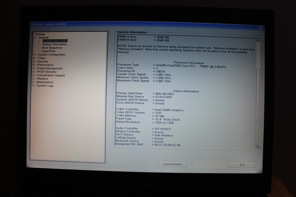 LCD Screen (Dell E6500 ) - COMPLETE ASSEMBLY - WXGA WUXGA