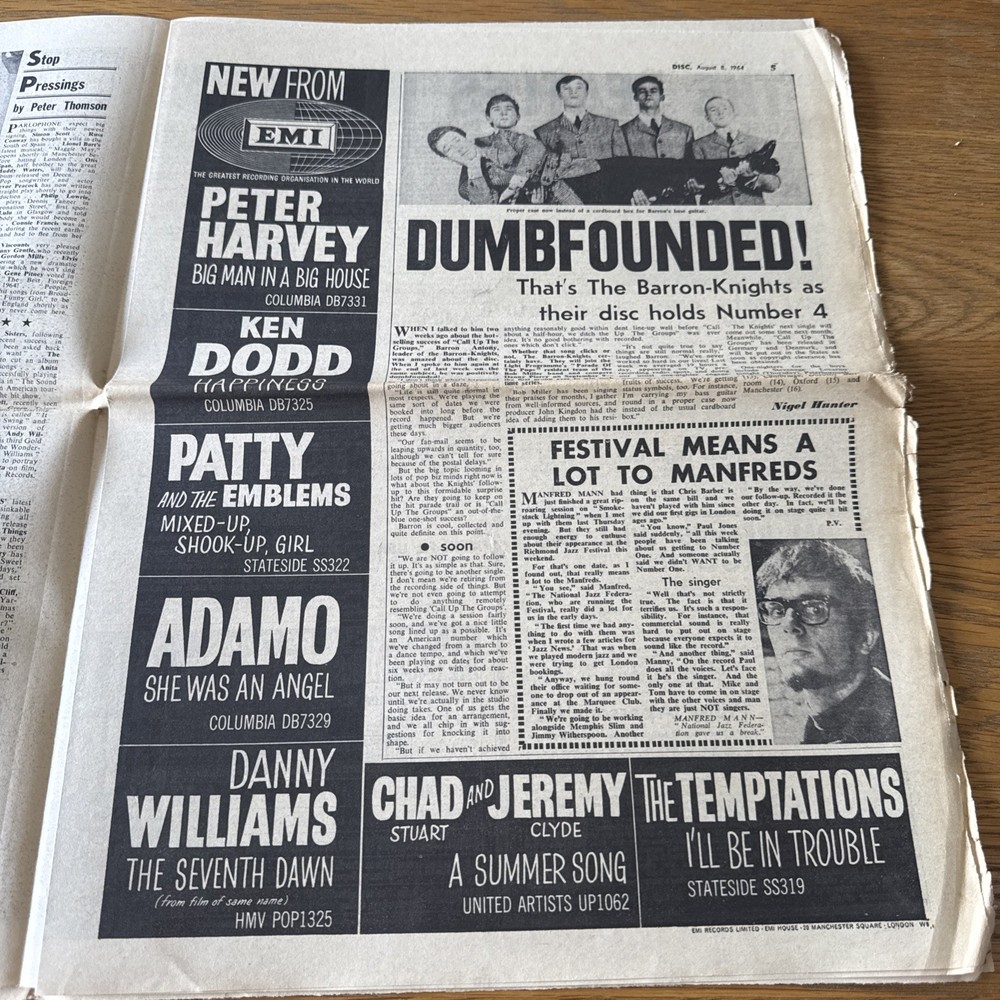 Disc Newspaper - August 8th 1964 - Proby Front Cover
