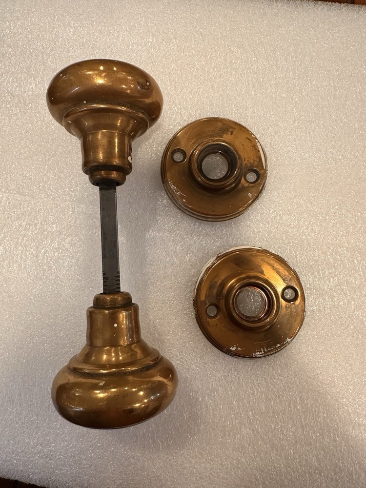 Antique / Vintage Door Knobs Cast Solid Brass Set Victorian Old Door Hardware