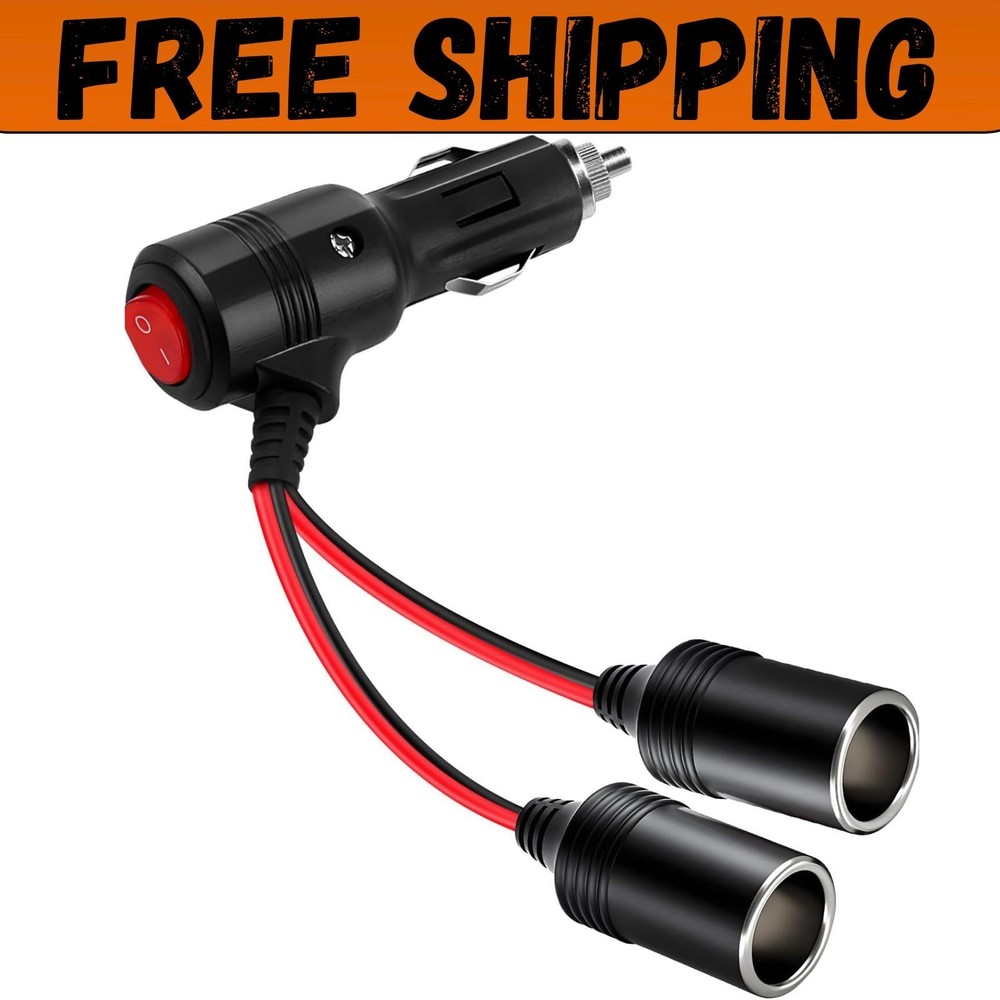 Universal Car Cigarette Lighter Adapter with Switch 2-Socket 12V/24V Splitter