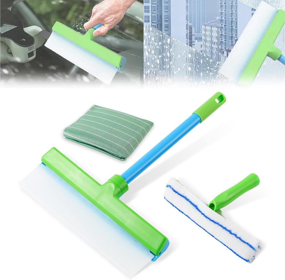 Window Cleaning Kit, Window Squeegee, Recyclable Silicone Window Squeegee Kit, 3