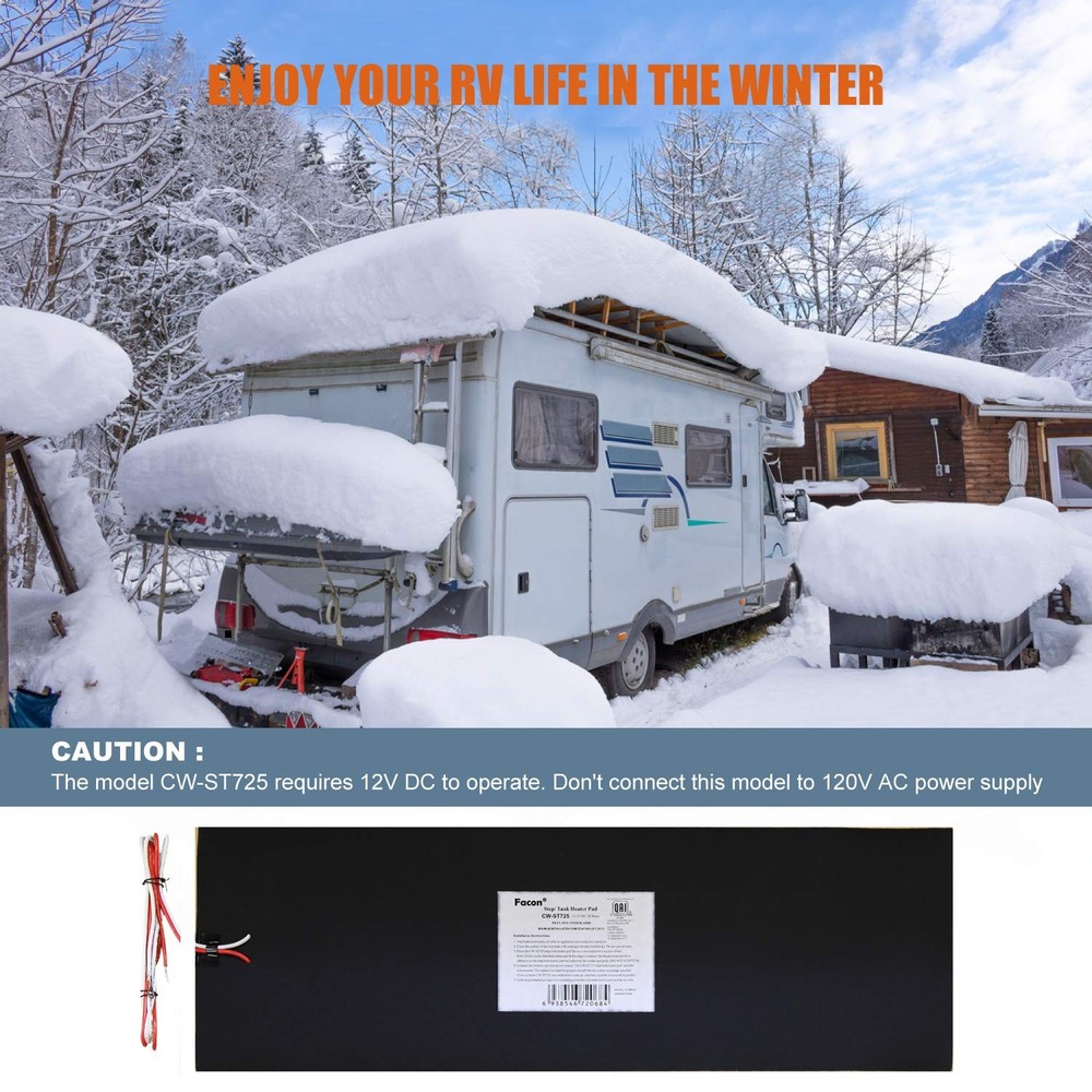 7-1/4" x 25" 12V RV Tank Heater Pad with Automatic Thermostat, RV Water Tank ...