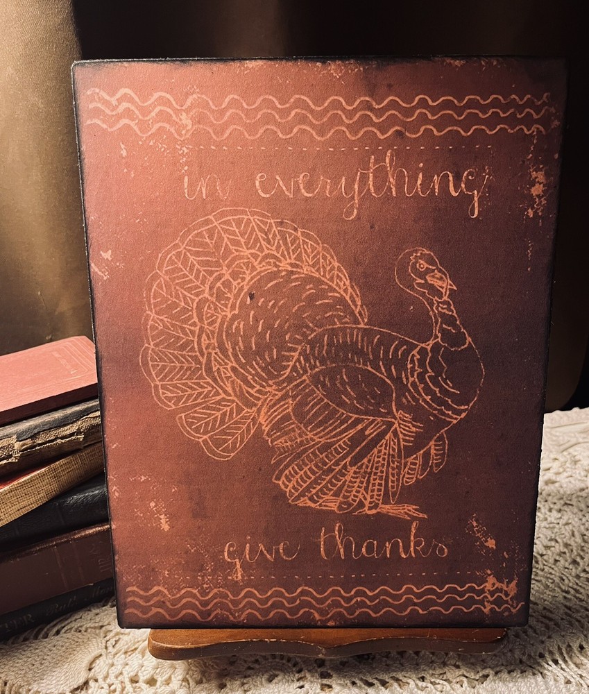 Thanksgiving, Red Ware Turkey, Rustic, Primitive, Handcrafted CANVAS Sign