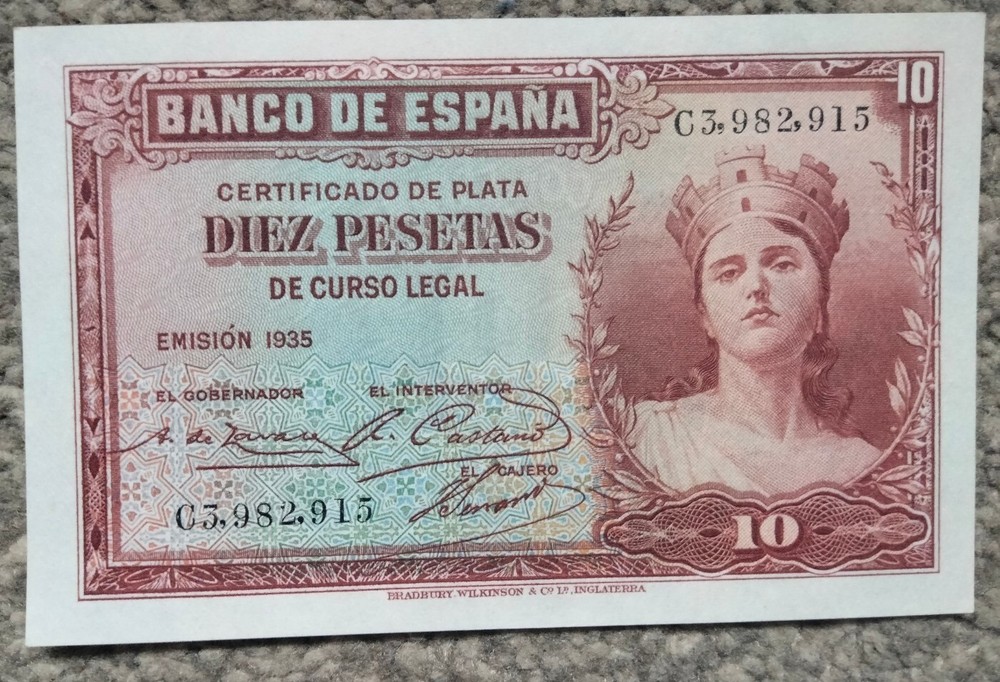 Spain 10 Pesetas 1935 P86a  Unc