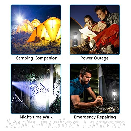 Solar Powered Camping Lantern, Flashlights Charging for Phone, USB Rechargeable