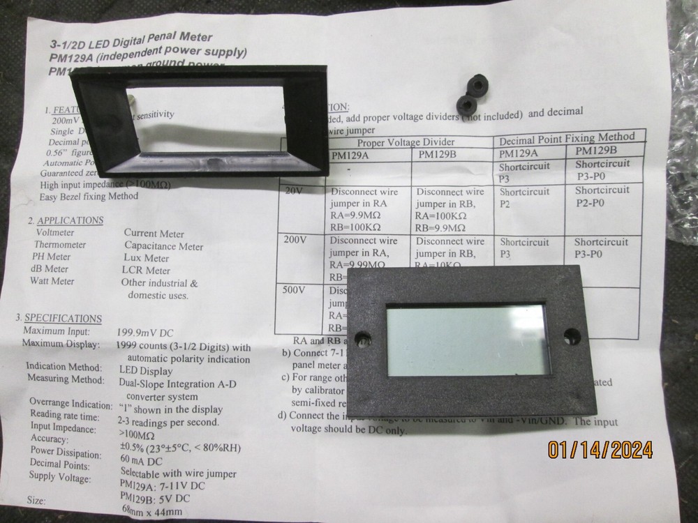 C+C PM-128 Universal Digital Panel Meter LED Display 3.5", 4 Bits 0-500V DC