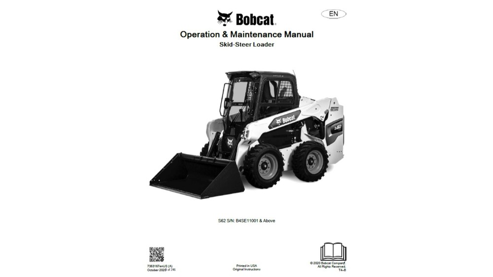 Bobcat S62 Skid Steer Loader Maintenance & Operation Manual (Reprint)