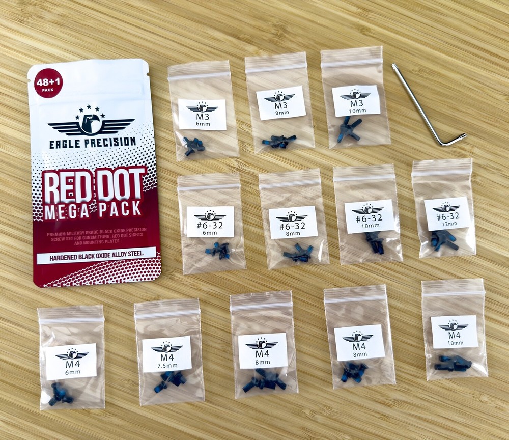 Eagle Precision -Red Dot Mega Pack 48+1 Kit M3, M4 and 6-32 screws for red dots