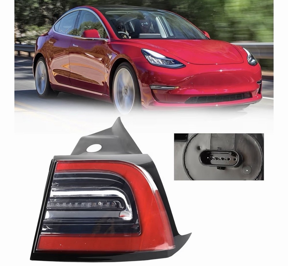 3Pin Passenger Side Rear Tail Light Compatible with 2017-2023 Tesla Model 3 Oute