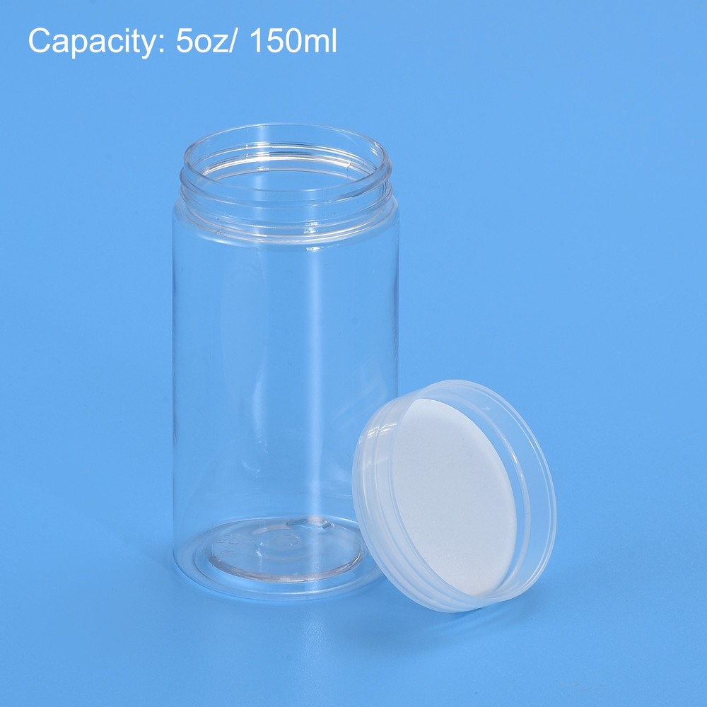 8Pcs 150ml Plastic Jars Transparent Screw Top Lid