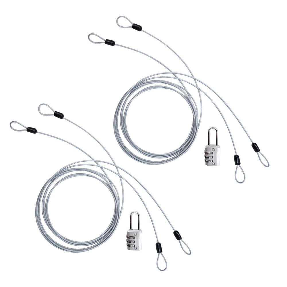 Cable Lock Double Loops 6.6Ft Long Silver Security Cables with Lock, Bike Locks