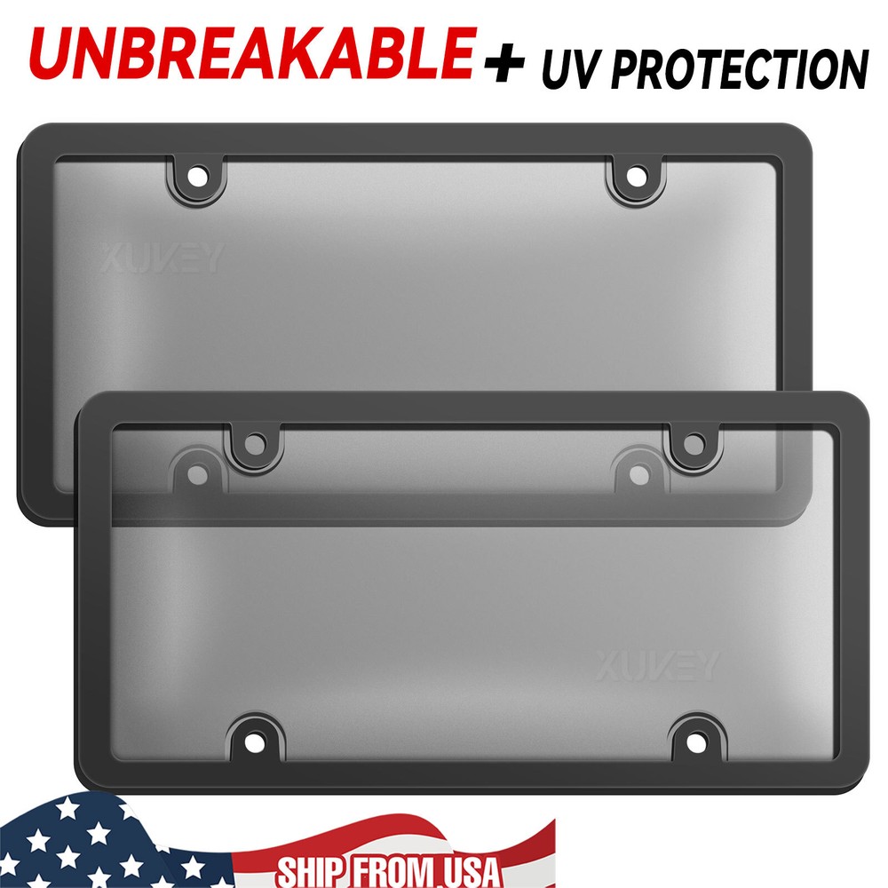 2X Unbreakable License Plate Covers +Frames Auto Tag Shield Protector Front+Rear