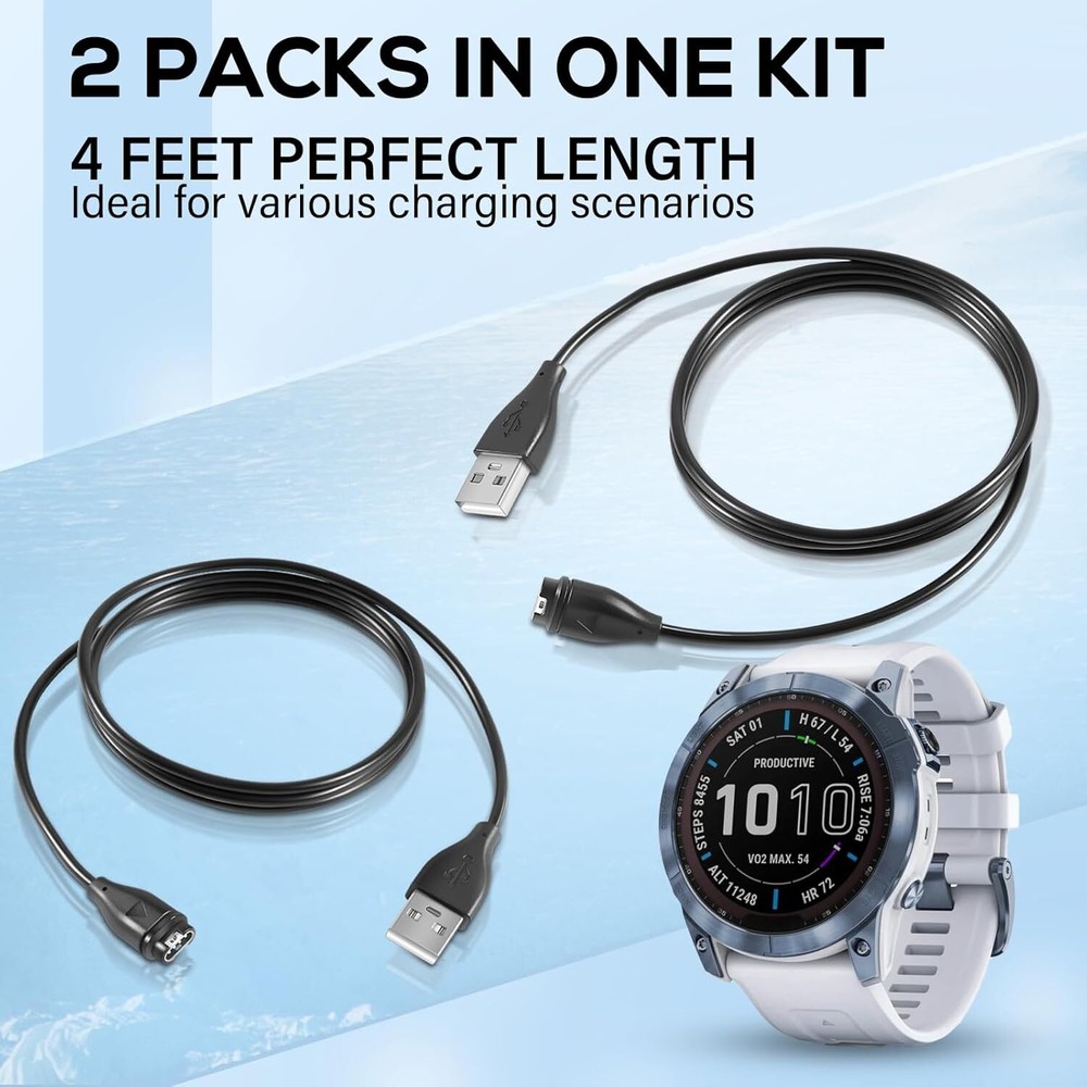 Charger Cable 010-12491-01 Replacement for Garmin Multiple Watch Devices--2Pack