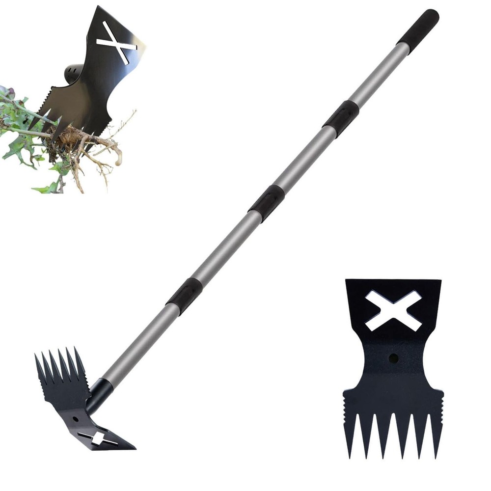 Weed Puller Tool with Long Handle, 60'' Weed Remover Weeding Tool, 2 in 1 Han...