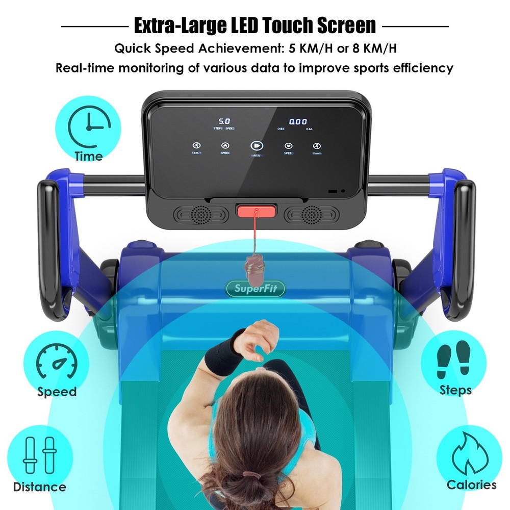 Superfit 2.25HP Folding Electric Motorized Treadmill w/ APP Control Speaker