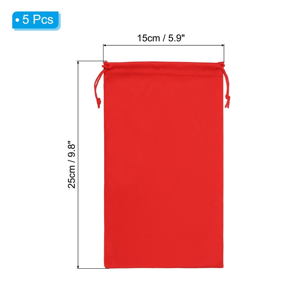 Ski Goggle Bag, 5 Pcs Soft Microfiber Drawstring Pouch, 15cmx25cm, Red
