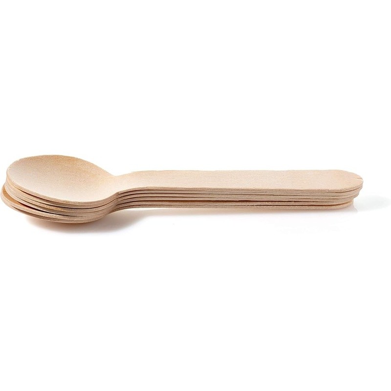 Compostable Wooden Disposable Spoons Eco Friendly Biodegradable Cutlery Pack 100