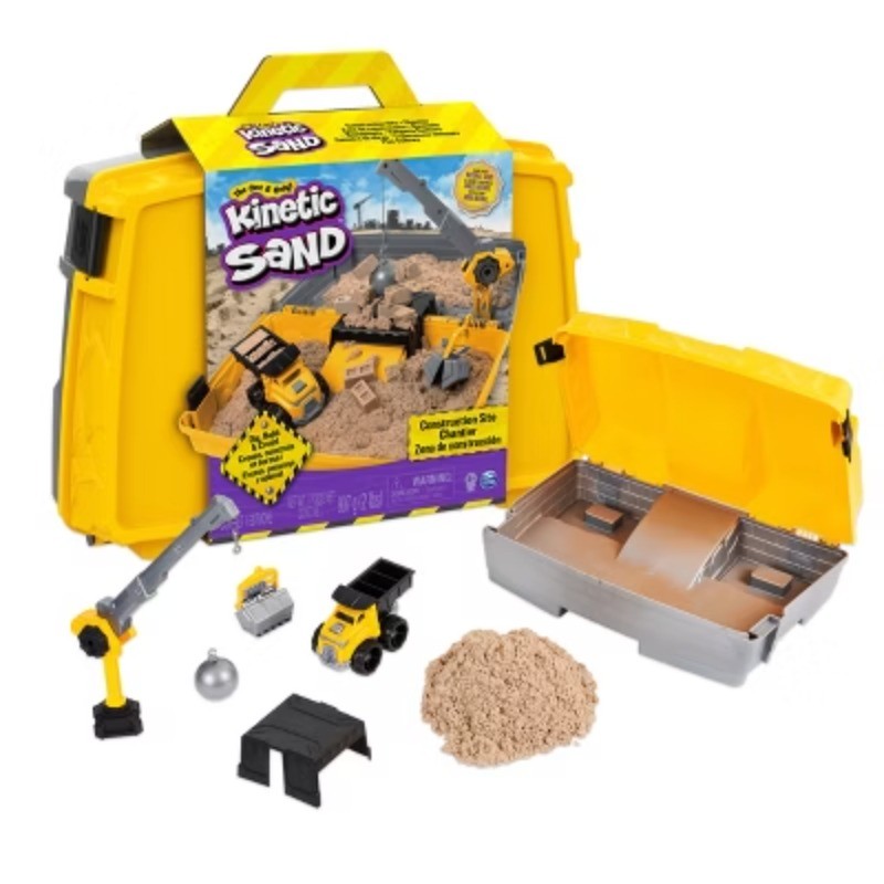 Construction Site Kit with Crane, Dump Truck, Foldable Sandbox