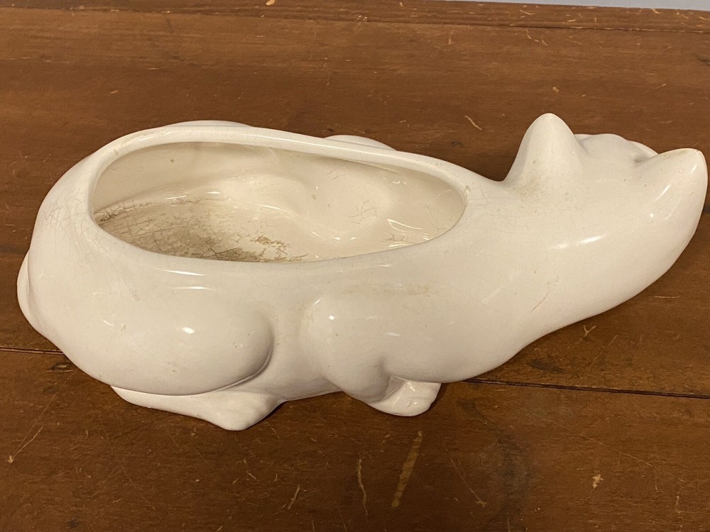 MCM Cat Planter White Unmarked