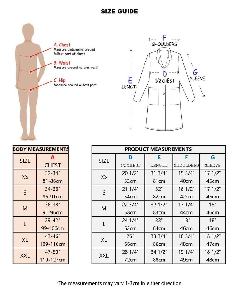 Embroidered Women's 3/4 Sleeve Lab Coat Personalized with your Text