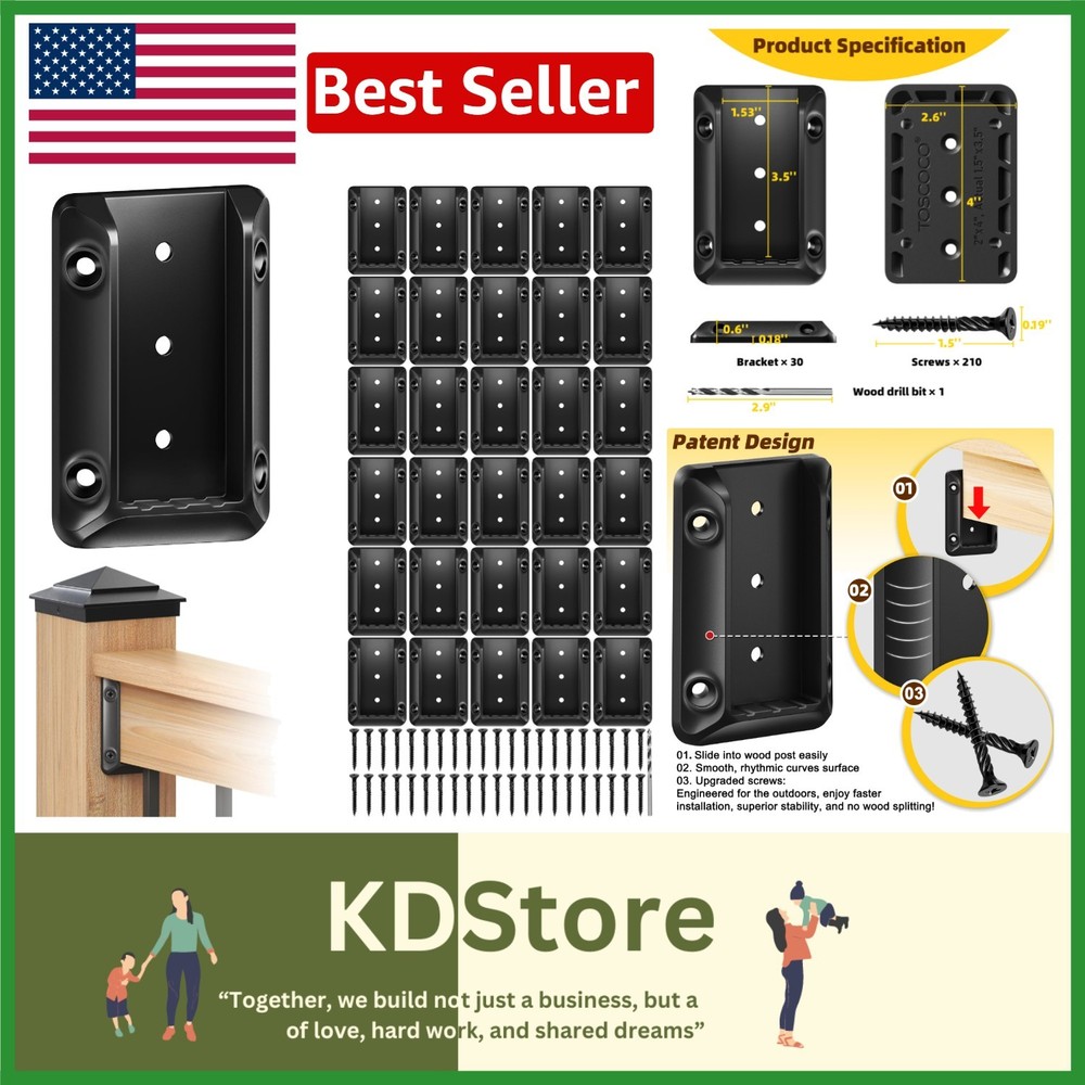 30-Piece Heavy-Duty Deck Railing Bracket Kit with Screws & Drill Bit