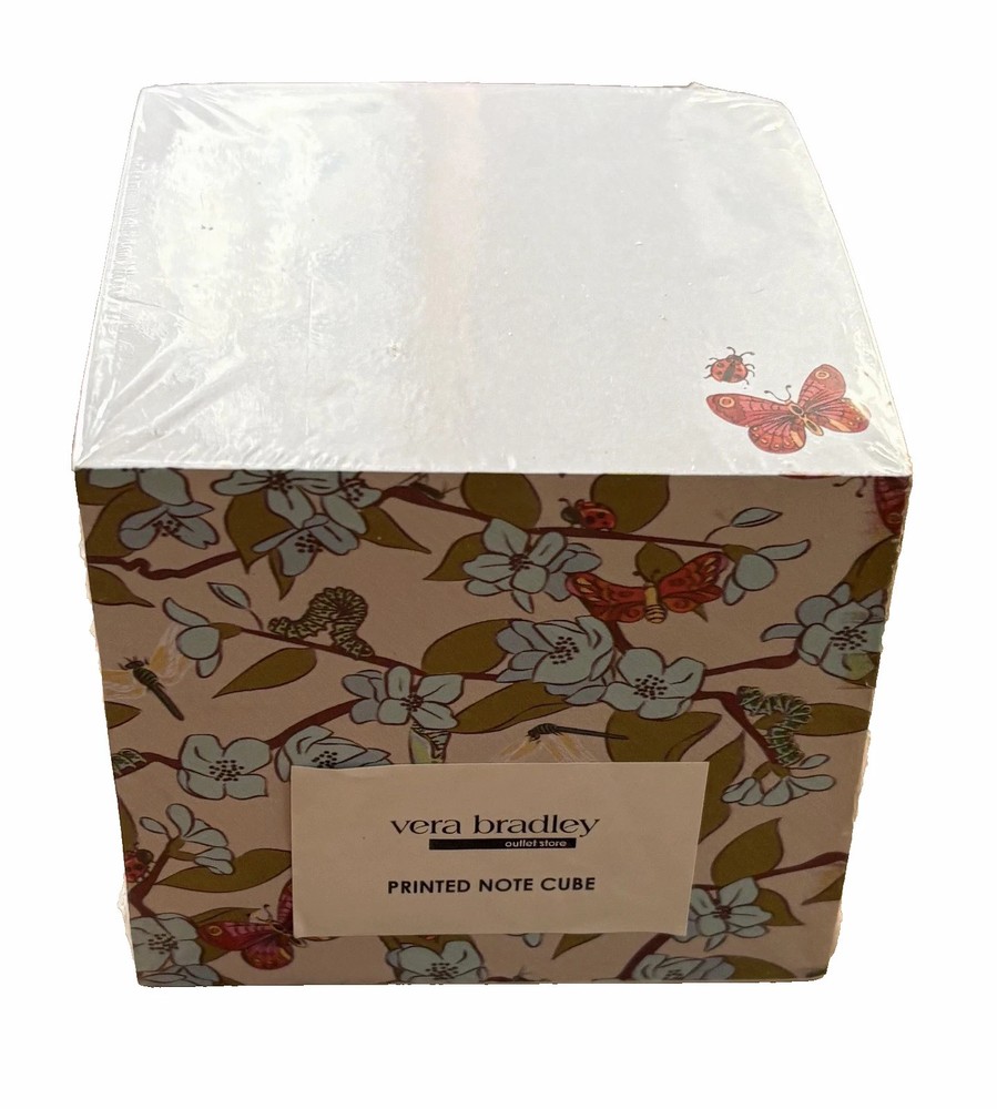 Vera Bradley Printed Note Cube Abuzz 550 Sheets Butterfly & Lady Bug NWT