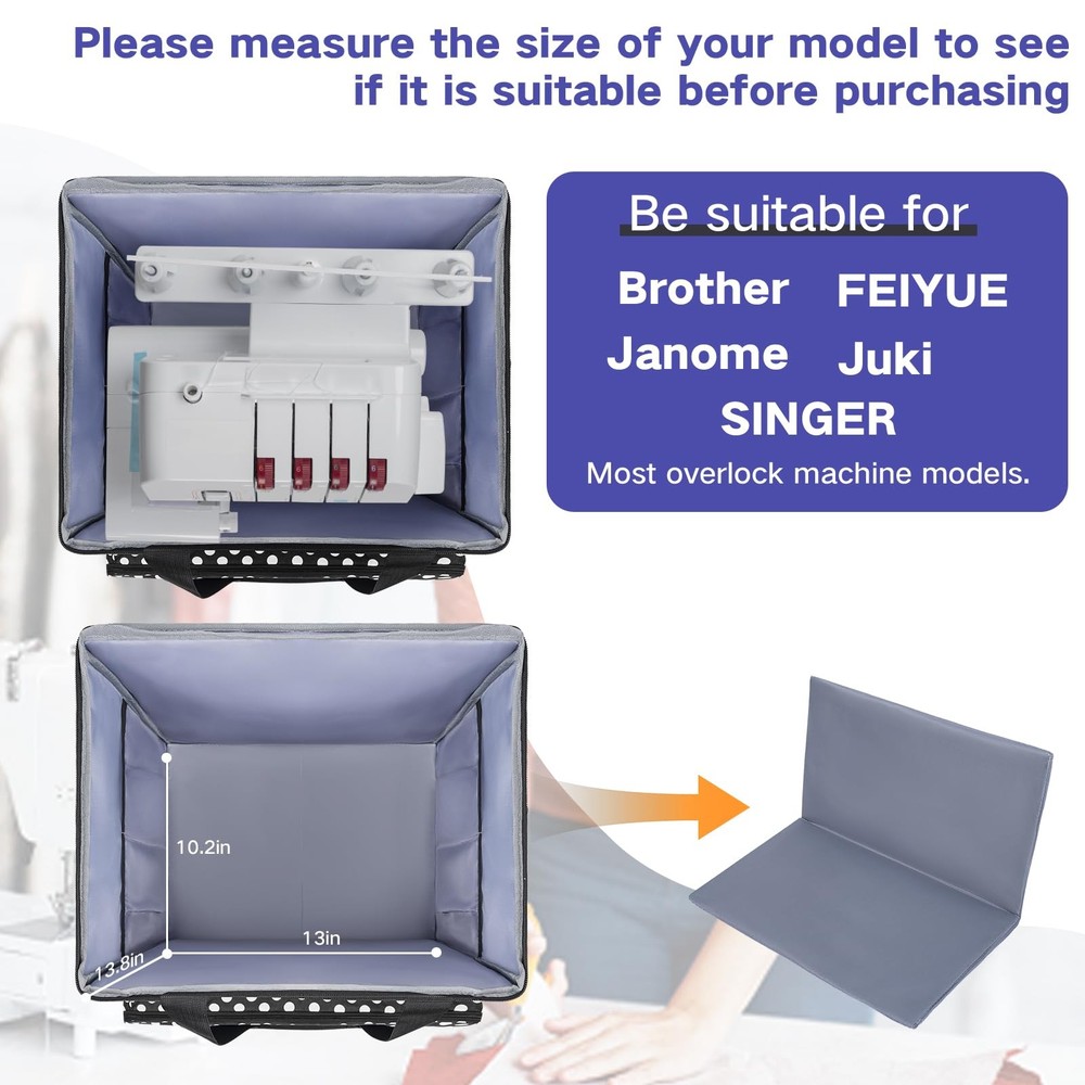 GMAK Serger Carrying Case, Universal Serger Storage Bag with Base Padding Pad, S