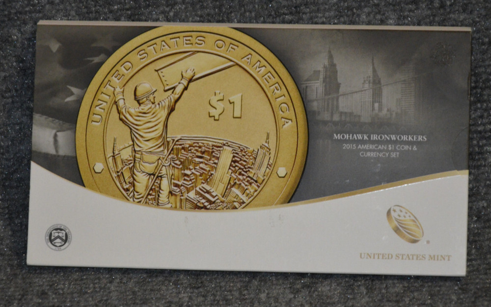 *Empty Box* For 2015-W Mohawk Ironworkers Coin & Currency Set Capsule & 1$ Bill