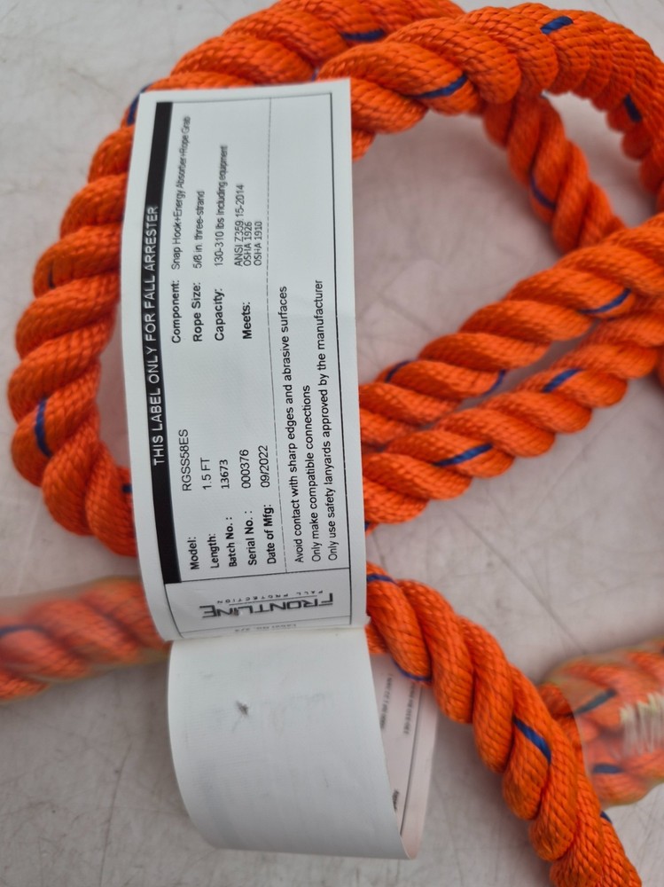 Frontline Premium Vertical Lifeline with Openable Rope Grab & Shock Pack