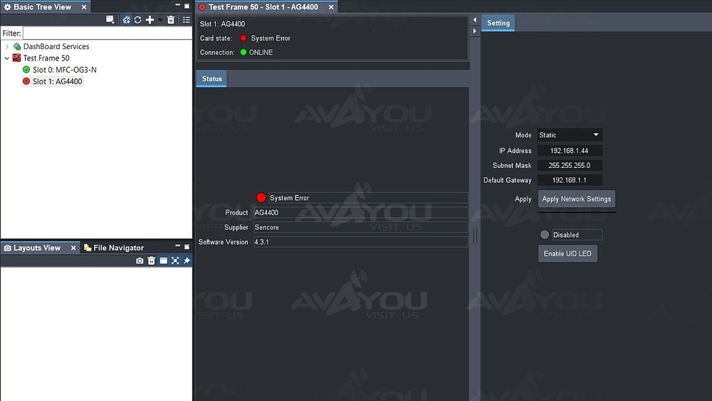 Sencore openGear AG4400 Receiver Decoder Card 8VSB/QAM HD 4:2:0 H.264 MPEG-2