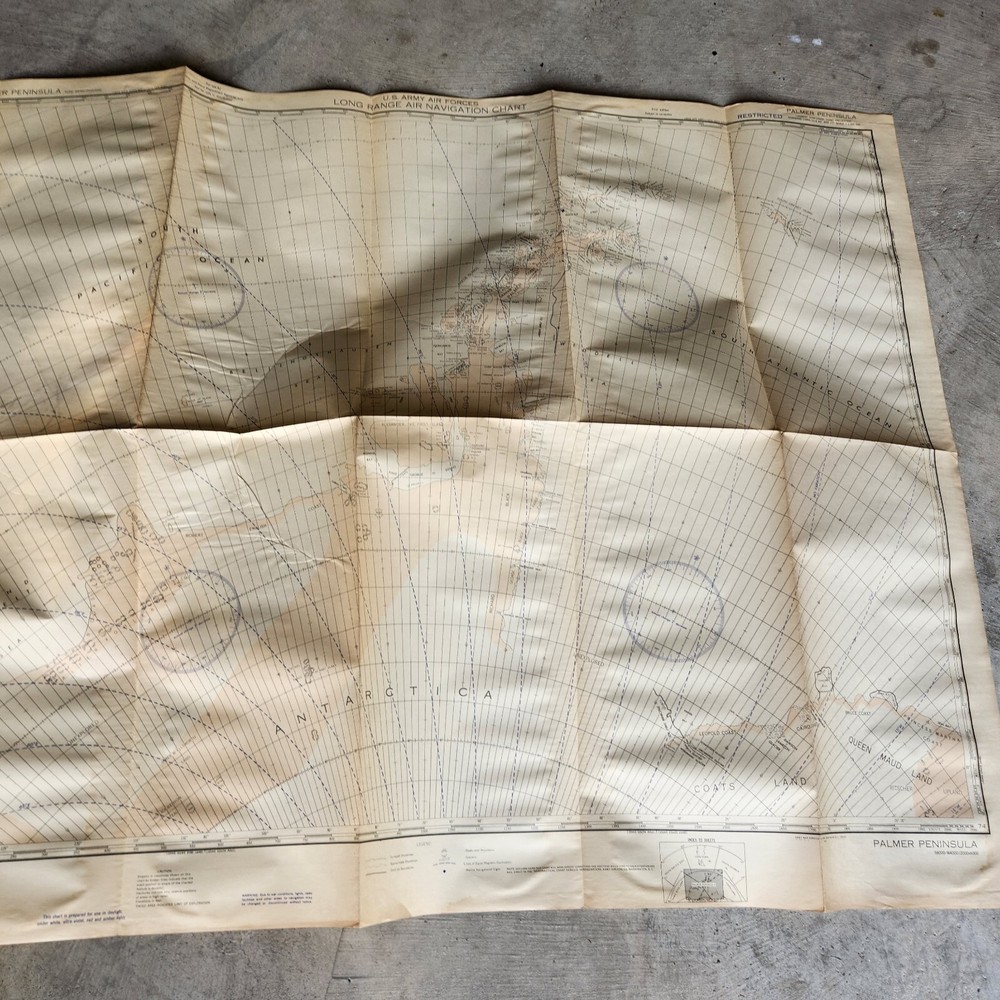 1944 US Army WWII Long Range Navigation Chart Topographic Map palmer peninsula