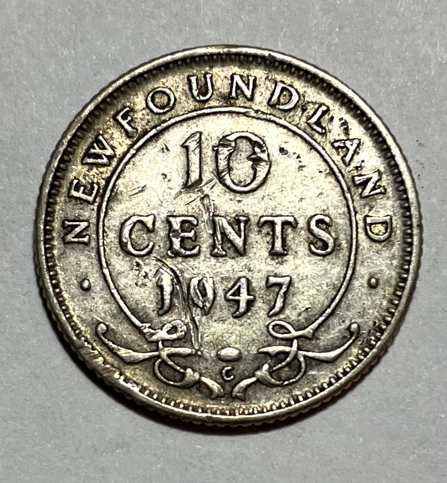 1947 Newfoundland Silver 10 Cents