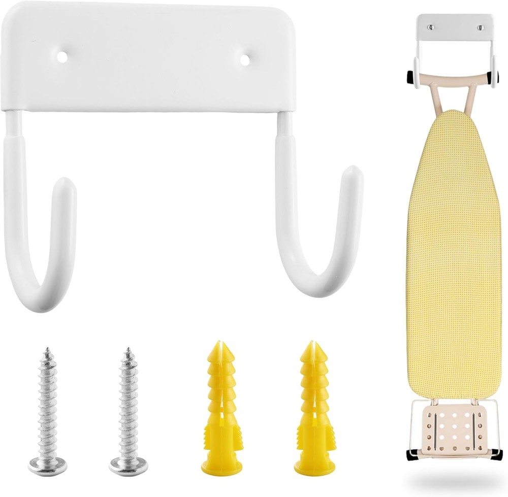 Ironing Board Holder, Sturdy and Space-Saving Small, White