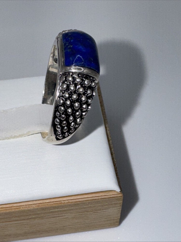 VINTAGE LAPIS AND STERLING SILVER RING -SIZE 8.75