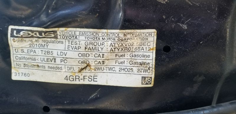 2010 LEXUS IS250 2.5L DRIVER SIDE FRONT DOOR LOCK ACTUATOR
