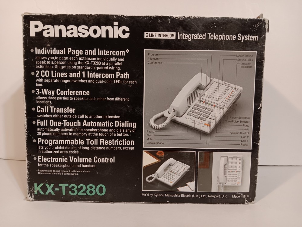 Panasonic KX-T3280 2 Line White Speakerphone with Intercom (New)