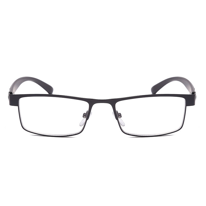 4 Pack Mens Rectangular Metal Frame Classic Reading Glasses Spring Hinge Readers