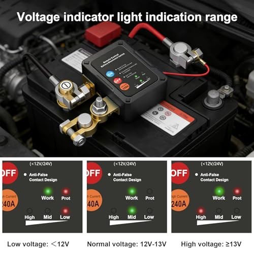 12V Remote Battery Disconnect Switch, 240A Smart Voltage Control Battery Kill