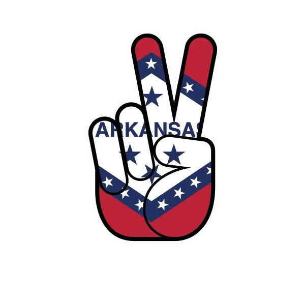 Arkansas State Shaped Peace Sign Sticker Decal