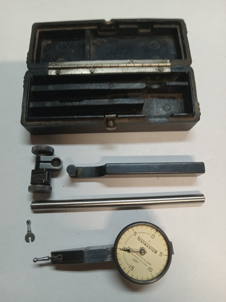 Vintage Federal Testmaster Dial Indicator Set, Case, Lens Missing, Accesories