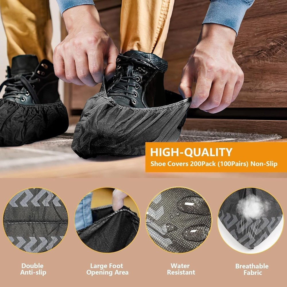 Multi-Purpose Disposable Boot Covers - 200 Pack, Comfy & Waterproof Protection