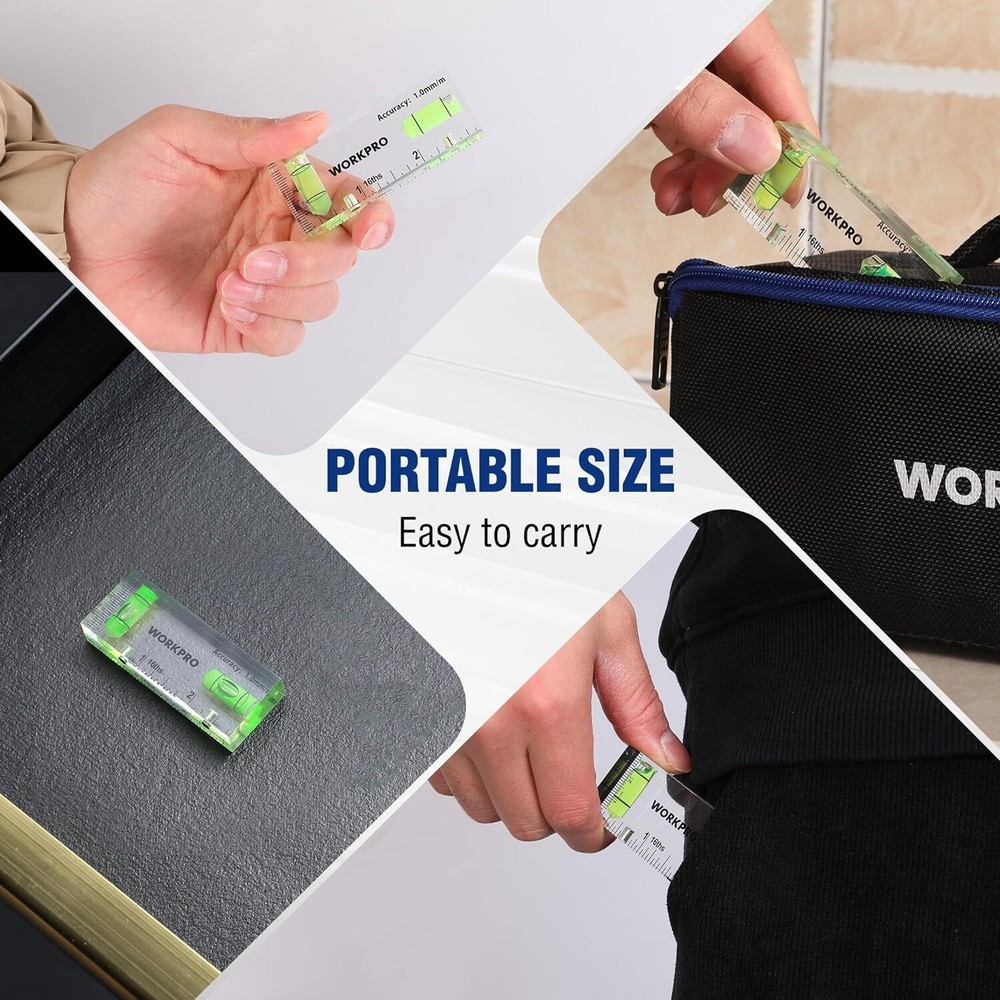 WORKPRO Small Level, 3 Inch Mini Level Tool Magnetic Level w/2 Different Bubbles